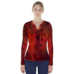 Fractal Abstract Background Physics V-neck Long Sleeve Top