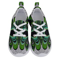 Fractal Art Green Pattern Design Running Shoes by Sapixe