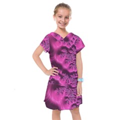 Fractal Artwork Pink Purple Elegant Kids  Drop Waist Dress