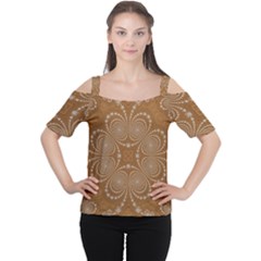 Fractal Pattern Decoration Abstract Cutout Shoulder Tee