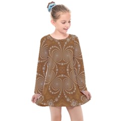 Fractal Pattern Decoration Abstract Kids  Long Sleeve Dress