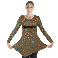 Fractal Abstract Pattern Long Sleeve Tunic  by Sapixe