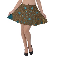 Fractal Abstract Pattern Velvet Skater Skirt by Sapixe