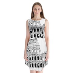 Line Art Architecture Sleeveless Chiffon Dress   by Sapixe