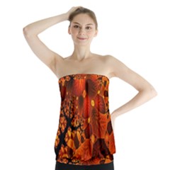 Leaf Autumn Nature Background Strapless Top