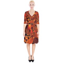 Leaf Autumn Nature Background Wrap Up Cocktail Dress