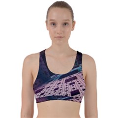Industry Fractals Geometry Graphic Back Weave Sports Bra by Sapixe