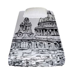 Line Art Architecture Church Fitted Sheet (single Size)