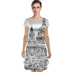 Line Art Architecture Church Cap Sleeve Nightdress