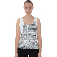 Line Art Architecture Church Velvet Tank Top by Sapixe