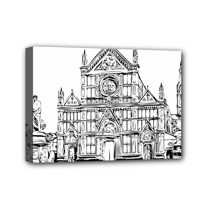 Line Art Architecture Church Italy Mini Canvas 7  x 5 