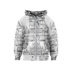 Line Art Architecture Church Italy Kids  Zipper Hoodie by Sapixe