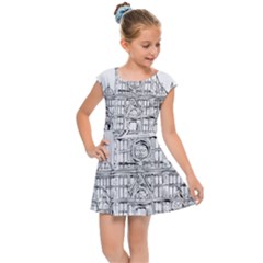 Line Art Architecture Church Italy Kids Cap Sleeve Dress