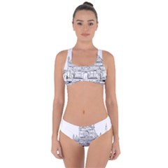 Line Art Architecture Church Italy Criss Cross Bikini Set by Sapixe