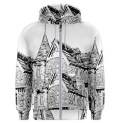 Line Art Architecture Old House Men s Zipper Hoodie by Sapixe