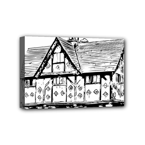 Line Art Architecture Vintage Old Mini Canvas 6  X 4  by Sapixe