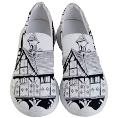 Line Art Architecture Vintage Old Women s Lightweight Slip Ons