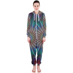 Fractal Peacock Rendering Hooded Jumpsuit (ladies)  by Sapixe