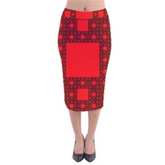 Sierpinski Carpet Plane Fractal Velvet Midi Pencil Skirt