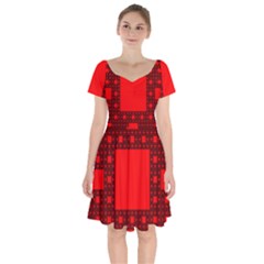 Sierpinski Carpet Plane Fractal Short Sleeve Bardot Dress by Sapixe