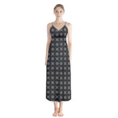 Kaleidoscope Seamless Pattern Button Up Chiffon Maxi Dress