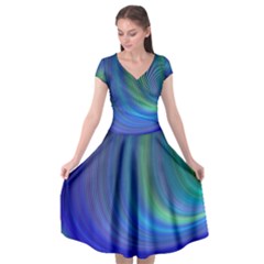 Space Design Abstract Sky Storm Cap Sleeve Wrap Front Dress