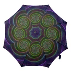 Spiral Fractal Digital Modern Hook Handle Umbrellas (Medium)