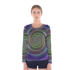 Spiral Fractal Digital Modern Women s Long Sleeve Tee