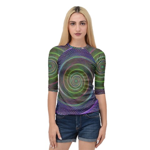 Spiral Fractal Digital Modern Quarter Sleeve Raglan Tee by Sapixe