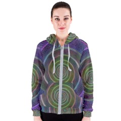 Spiral Fractal Digital Modern Women s Zipper Hoodie