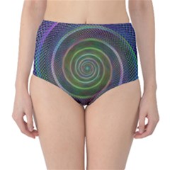 Spiral Fractal Digital Modern Classic High-Waist Bikini Bottoms