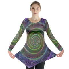 Spiral Fractal Digital Modern Long Sleeve Tunic 