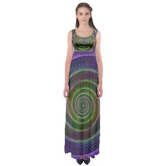 Spiral Fractal Digital Modern Empire Waist Maxi Dress