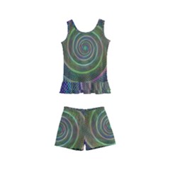 Spiral Fractal Digital Modern Kid s Boyleg Swimsuit