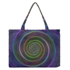 Spiral Fractal Digital Modern Zipper Medium Tote Bag