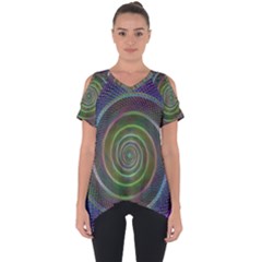 Spiral Fractal Digital Modern Cut Out Side Drop Tee