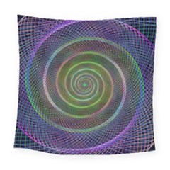 Spiral Fractal Digital Modern Square Tapestry (Large)