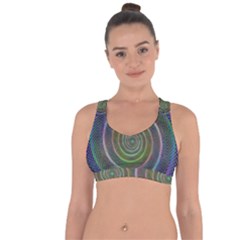 Spiral Fractal Digital Modern Cross String Back Sports Bra