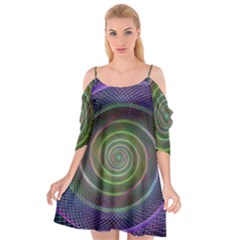 Spiral Fractal Digital Modern Cutout Spaghetti Strap Chiffon Dress