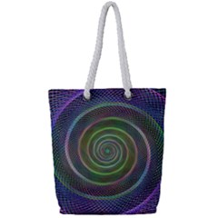 Spiral Fractal Digital Modern Full Print Rope Handle Tote (Small)