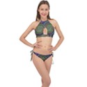 Spiral Fractal Digital Modern Cross Front Halter Bikini Set View1