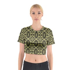 Golden Ornate Intricate Pattern Cotton Crop Top by dflcprints