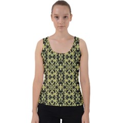 Golden Ornate Intricate Pattern Velvet Tank Top by dflcprints