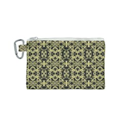 Golden Ornate Intricate Pattern Canvas Cosmetic Bag (small) by dflcprints