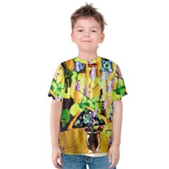 Lilac On A Counter Top 1 Kids  Cotton Tee