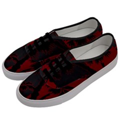 Red And Grey Silhouette Palm Tree Men s Classic Low Top Sneakers by LoolyElzayat