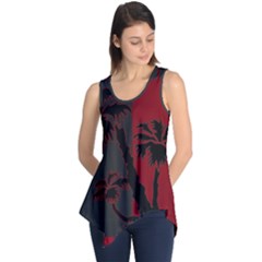 Red And Grey Silhouette Palm Tree Sleeveless Tunic