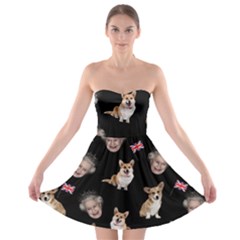 Queen Elizabeth s Corgis Pattern Strapless Bra Top Dress by Valentinaart