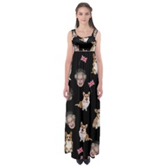 Queen Elizabeth s Corgis Pattern Empire Waist Maxi Dress