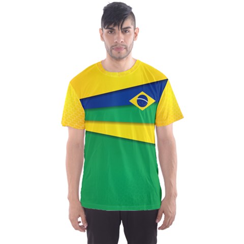 Green & Yellow Brazil Football Theme Men s Sports Mesh Tee by PattyVilleDesigns